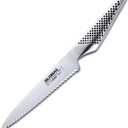 Global 6 inch Serrated Utility Knife - Lightweight Japanese Stainless Steel, Razor-Sharp Edge, Made in Japan, GS-14