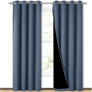 NICETOWN 100% Blackout Curtains 84 inches Long, Pair of Energy Smart & Noise Blocking Out Drapes for Baby Room Window, Thermal Insulated Guest Room Lined Window Dressing (Stone Blue, 52 inches Wide)