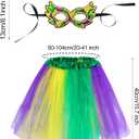 SUMERSHA 6pcs Mardi Gras Costume Set Tutu Skirt Sequins Feather Headband Masquerade Mask Beads Necklaces for Women Carnival Dress up Accessories