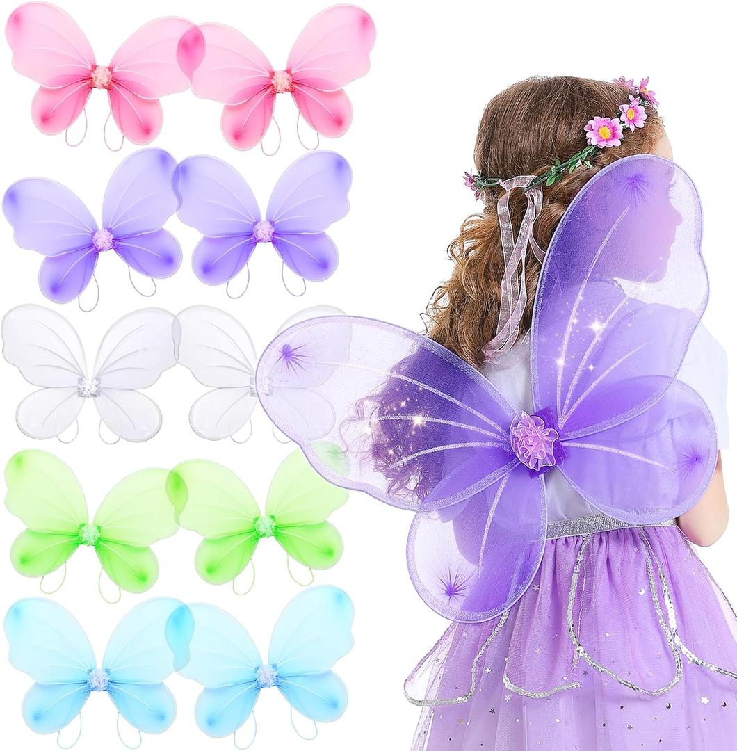Jeowoqao Girls Fairy Wings Costume - Butterfly Wings for Kids, Little Girls Birthday Party and Halloween Dress Up