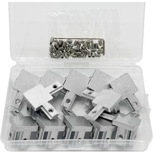 12Sets 2020 Aluminum Extrusion Hardware Accessories with Screws&Wrench, 12Pcs Silver 3-Way Bracket with 50Pcs Set Screws for 2020 V T Slot Rail Aluminum Extrusion Profile