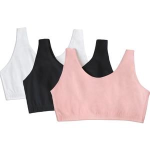 Fruit of the Loom Women's Multi-Pack Tank Top Style Sports Bra (38, Blushing Rose/Black Hue/White)