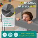 Foldable Baby Playpen, 63"63" Play Yard for Toddlers, Portable & Collapsible Playpen with Gate, ASTM & CPSC Certified, Skin-Friendly & Breathable Mesh, Ideal for Indoor & Outdoor Use with Bag