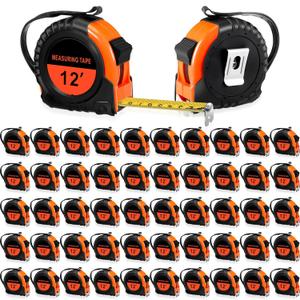 Copkim 50 Pieces Tape Measure Retractable and Easy Read with Fractions Marked Easy Read Basics Self Locking Measuring Tape Bulk for Engineer Contractors(12 Ft,Orange)
