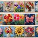 Flower Puzzles for Adults 1000 Pieces, Floral Art Puzzle Feature Sunflower Tulip Iris Lotus, Wildflower Butterfly Unique Art Jigsaw Puzzle