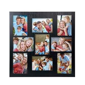 9 Openings 5x7 Collage Picture Frame Wall Decor Multi Family Photo for Gallery Decor, Hanging Display Black Picture Frame, Wall Mounting Vertically or Horizontally for Home Living Room