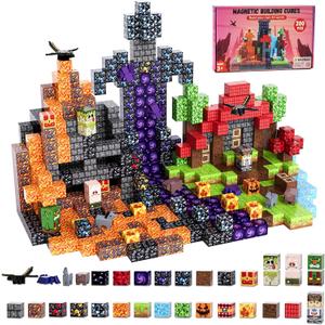 Fitrobust 200 Pack Magnetic Blocks for Kids, STEM Construction Toys with Forest Theme | Creative Educational Games for Ages 3, 4, 5, 6, 7, 8, 9, 10 | Ideal Birthday for Boys & Girls