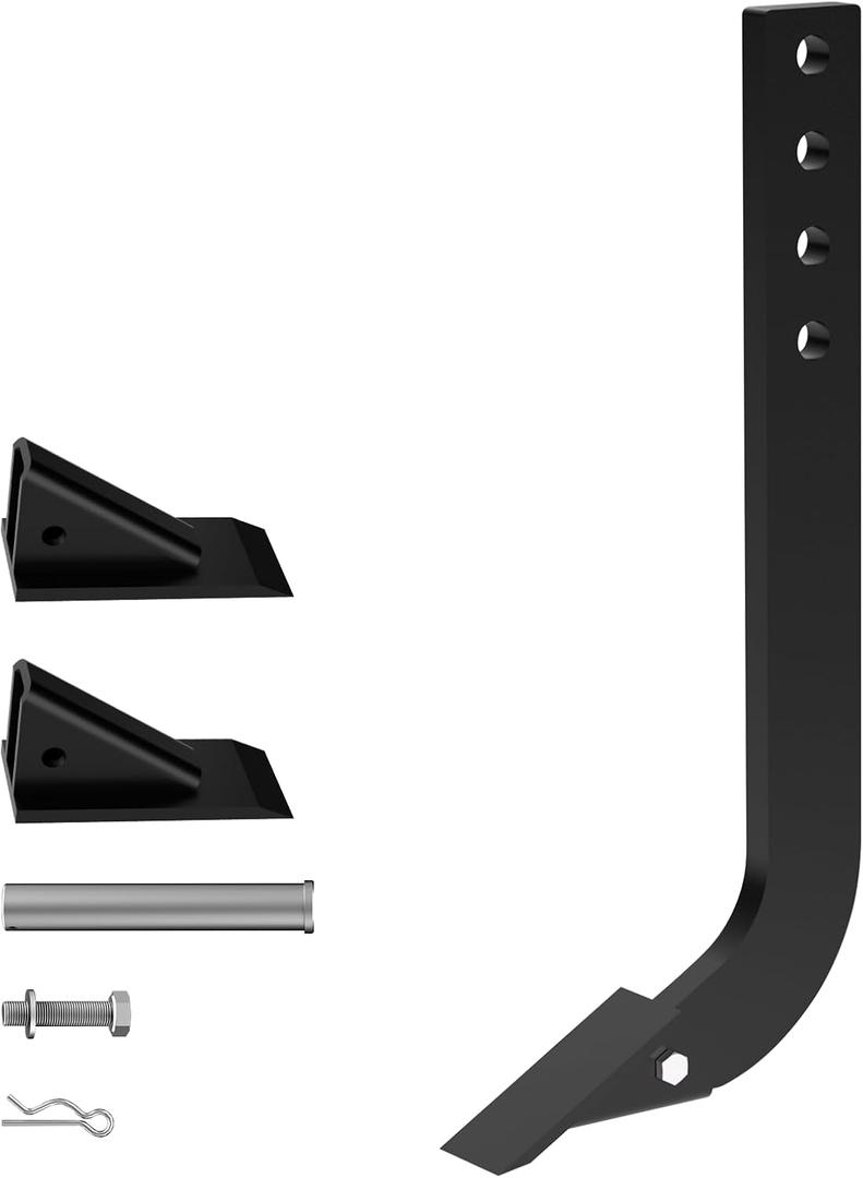 1 PCS Box Blade Shank, 18'' Scarifier Shank, 4 Holes Box Scraper Shank, Ripper Shank with 2PCS Removable Tapered Teeth and Pins, Adjustable Shanks Assembly for Replacement, Digging, Plowing