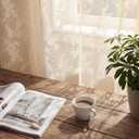 Horaldaily Beige Lace Curtains for Living Room and Bedroom, Boho Farmhouse Floral Sheer Curtains, Rod Pocket, Light Filtering, Vintage Sheer Drapes, 55" W x 63" L, 2 Panels