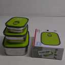 3 Pack Stainless Steel Food Storage Containers with Lid, Reusable, Meal Prep Rectangular Airtight Lunch Box for Adult - 37oz+23oz+12oz Green Snack Box