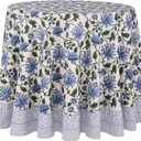 ATOSII Taj 100% Cotton Round Tablecloth, Handblock Print Floral Table Cloth for Kitchen Dining Linen I Parties, Weddings, Outdoors I 90" Inches Round