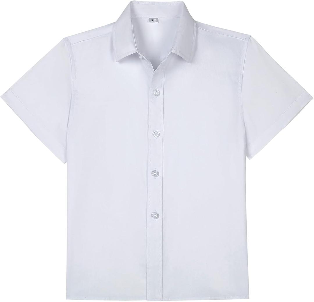 DHTS Boys Short Sleeve Button Down Shirt Summer Solid Kids Boy Dress Shirts Size 18Y