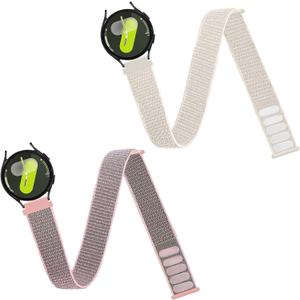 20mm Sport Ankle/Arm Band Compatibel with Samsung Galaxy Watch 7/6/5/4/FE 44mm 40mm/Watch 5 Pro/ 6 Classic 47mm 43mm/ 4 Classic Strap,Elastic Nylon Arm Bands for Women Men (Apricot/Pink Sand)