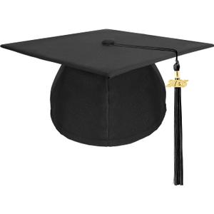 Unisex Adult Matte Graduation Cap with Tassel Year Charm (One Size, Black)