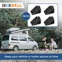 HOXWELL Solid Heavy Duty Rubber Wheel Chocks 4 Packs, Premium Wheel Stopper for Car, Travel Trailers, RV, Truck, and ATV(4 pcs, Black) 8" x 4" x 6"