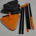 JEHONN Wall Mop with Long Handle 80 inches, Upgraded 180 Collapsible Baseboard Cleaner Tool with Squeegee, Ceiling Duster with 3 Microfiber and 3 Chenille Pads for Cleaning Window, Cabinet (Orange)