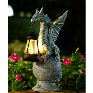 Qeeman Dragon on Ball Statues: Garden Decor Outdoor Decorations Art Figurine for Patio Balcony Yard Lawn