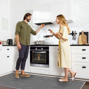 GOYLSER Kitchen Runner Rugs Non Skid Washable, 5ft Absorbent Jute Kitchen Rug Carpet, Braid Hallway Floor Sink Mat Non Slip, Grey (2'4" x 5' (Rectangular))