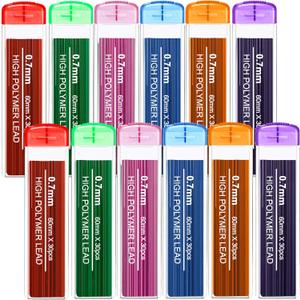 JOVITEC Color Pencil Lead Refills 0.7 mm Mechanical Lead Pencil Refills for Home Offices, 0.7 mm Hb, 6 Color Set (360)