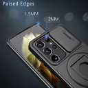 ANNGELAS for Samsung Galaxy S21 Ultra Mag-Safe Kickstand Case with Slide Camera Cover,Slim Shockproof Military Heavy Duty Anti-Drop Full Body Protection,360 Rotating Stand Magnetic Phone Case(Black)
