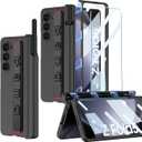 for Samsung Galaxy Z Fold 5 Case with Wrist Strap & Screen Protector & S Pen Slot,Magnetic Hinge Protective Bumper Case Ultra Slim Shockproof Anti-Scratch for Samsung Z Fold 5 5G (Black)