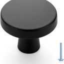 Ravinte 10 Pack Single Hole Matte Black Cabinet Knobs and Handles - Solid Drawer Pulls for Kitchen Hardware - Flat Black Round Knobs