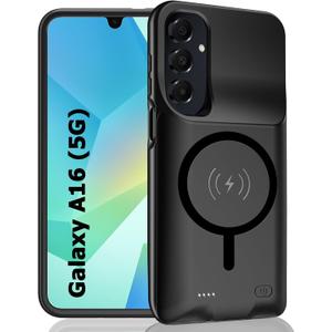 Battery Case for Galaxy A16/A17,Enhanced 10000mAh Portable Protective Wireless Charging Case Support Carplay Compatible with Galaxy A16 A17(6.7 inch) Rechargeable Extended Battery Charger Cover,Black