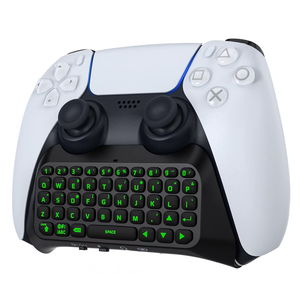 MoKo Keyboard Compatible for PS5 Controller with Green Backlight, Bluetooth Wireless Mini Keypad Chatpad for PS5 Controller Accessories,Black