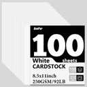 OcePor 100 Sheets White Cardstock 8.5 x 11, 92lb/250gsm Card Stock Paper, Thick Printer Cardboard Paper, Heavy Cardstock for Invitation, Resume, Certificate, Business Cards, Office
