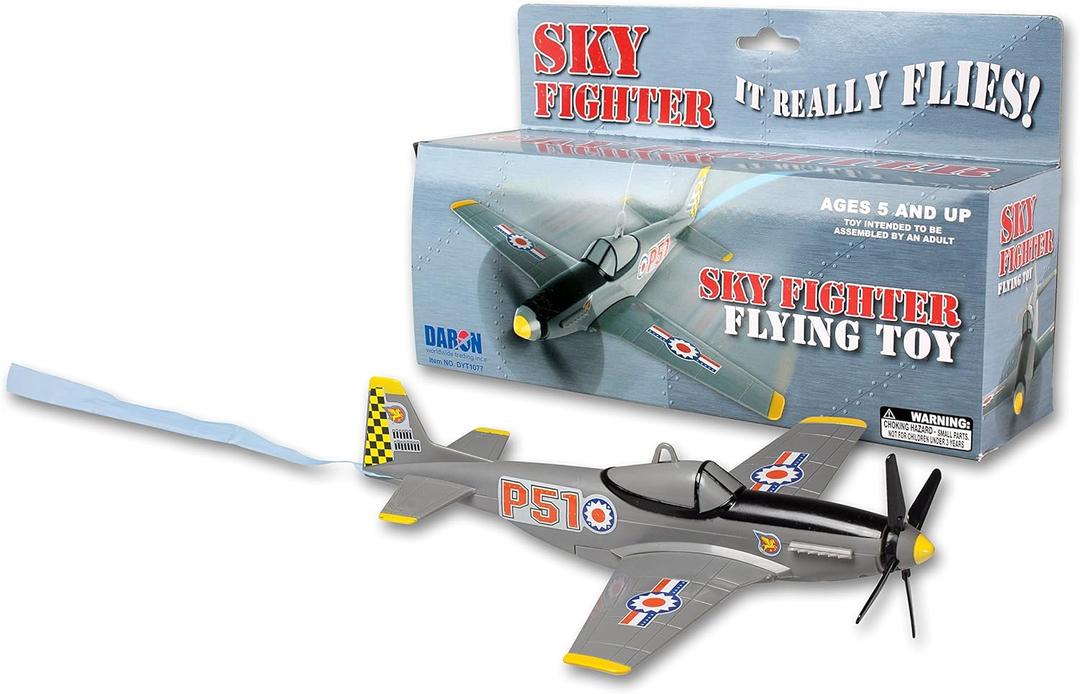 Daron Sky Fighter Flying Toy on a String , Grey