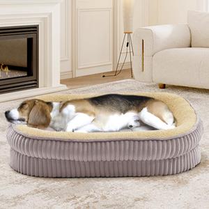 Orthopedic Dog Bed for Medium Dogs Breeds, High Density Egg Crate Foam Dog Sofa Beds,Oval Kennel Bed, Pet Couch Bed with Four Sided Bolster, Removable Washable Cover& Non-Slip Bottom (30"L x 24"W x 6.5"Th, Gray)