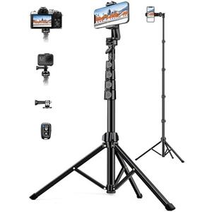 Phone Tripod, 71" Portable Cellphone Tripod Stand with Remote & Phone Holder, Camera Stand for iPhone, Compatible with Camera iPhone/Android Smartphone/Gopro