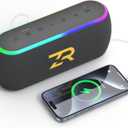 Bluetooth Speaker, Portable Wireless Speakers with Hooks, 40W Deep Bass EQ, IPX6 Waterproof, Bluetooth 5.3 TWS, RGB Lights, 15H Playtime, Built-in Battery for Outdoor Camping Beach (Black)