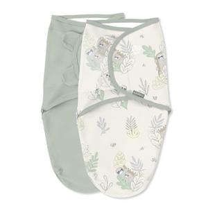 Ingenuity SwaddleMe Original Swaddle, 100% Cotton, Improves Sleep & Calms Startle Reflex, 0-3 Months, 1.0 TOG, Pack of 2, Baby Swaddle Blanket - Peekaboo Sloth