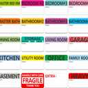 Hebayy 500 pcs 20 Designs Pre-Printed Color-Coded Home Moving Packing Box Labels with Writable Notes Areas, Each Measures 2 x 3