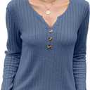 Edelqual Womens Long Sleeve Tops Fall Winter Sweater Casual Henley V Neck Shirts Light Tunic 2025 Fashion Trendy Clothes (M)