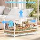 BORISI Hamster Cage Metal - Chewproof Large Hamster Cage Guinea Pig Cages, Hamster Habitat Stackable with Top Access, Easy Assemble Dwarf Syrian Hamster Tank for Gerbil (40.5L x 22W x 20.8H, White)
