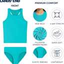Lands' End Girls' UPF 50+ Swim Bikini Bottom and Racerback Tankini Set, Ceramic, Large