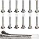 KISEER 19 Pack Spring Door Stops 3 1/4 Inch Flexible Heavy Duty Spring Door Stopper with RustProof Screw Rubber Bumper Tips (Satin Nickel)