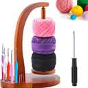 Yarn Holder for Crocheting, Wooden Yarn Holders for Knitting & Crocheting, Rotating Yarns Spinner for DIY Crafts, Magnetic Rotation Ball Holder Crochet Gift for Knitting Lovers