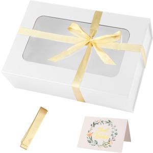 TIACABO White Large Gift Box with Window, 13.5"x9"x4.3" Bridesmaid Boxe for Gifts Giving,Birthday Gift Boxes with Magnetic,Closure Lid Gifts Box for Presents,Cute Boxe,Luxury for Gift Packaging