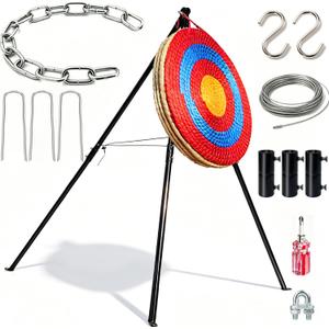 Archery Target and Stand Set, Outdoor Archery Target Stand - Heavy Gauge Metal, Foldable Archery Targets Stand for Backyard, Multifunctional Archery Stand & Camping Tripod