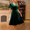 Bridesmay Women's Formal Wedding Guest Dress for Women 2026 Short Sleeve Fit and Flare Tea Party Dresses (XL)