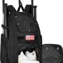 Goloni Baseball Bag, 60L Capacity Softball bag Holds 4 Bats for Youth & Adult, Baseball Bat Backpack with Shoes Compartment,Helmet Holder,Fence for Hook T-Ball, Softball Equipment, Baseball Gear (Black)