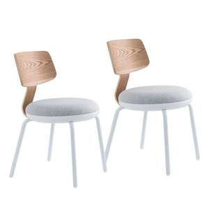 STARWAY Dining Chairs, Set of 2, Mid Century Modern Upholstered Chairs with Solid Wood Back & Sturdy Metal Legs, Modern Style Side Chairs Accent Chairs for Home, Bistro, Coffee Shops, 18.5", White