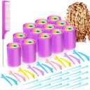 Chuangdi 141 Pcs Hair Rollers Set, Include 60 Pcs Mixed Sizes Plastic Hair Rollers with 60 Pins, 20 Duck Teeth Clips and Rat Tail Comb, Hairdressing Salon Curlers Tools for Women DIY Styles