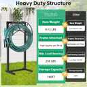 TomCare Garden Hose Holder 4 Spikes Garden Hose Reel Hose Stand Upgraded Water Hose Storage with Tool Hooks Garden Hose Hanger Organizer Holds 160ft Hoses for Outside Yard Lawn, Black