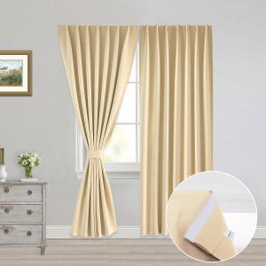 Muamar No Drill Blackout Curtain, Easy Install Window Curtain Panels, Portable Bedroom Curtains 2 Panel Sets, Light Blocking Shades for Window (Beige, 42" W x 84" L), Beige 