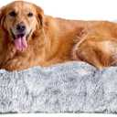EHEYCIGA Fluffy Dog Crate Bed for Extra Large Dogs, Plush Faux Fur Pad, Calming Anti Anxiety XL Bed for Crate, Washable Soft Warm Dog Mat with Non-Slip Bottom, Grey