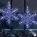 Zimati Christmas Window Lights Decorations, 2 Packs 14" Cool White Snowflake Lights with 8 Lighting Modes Remote Control Timer, USB Powered for Home Xmas Party Decor